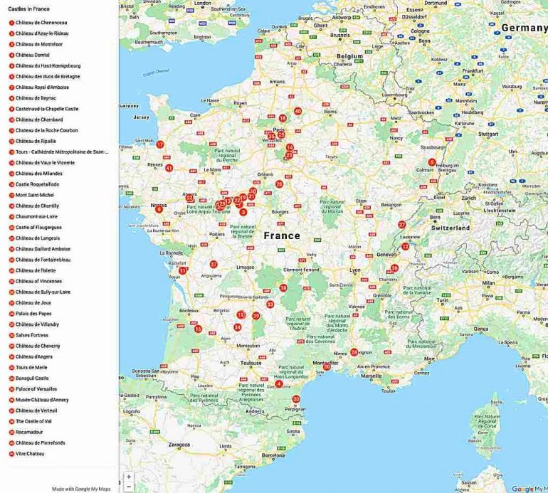 Castles In France Map 1 770x693 