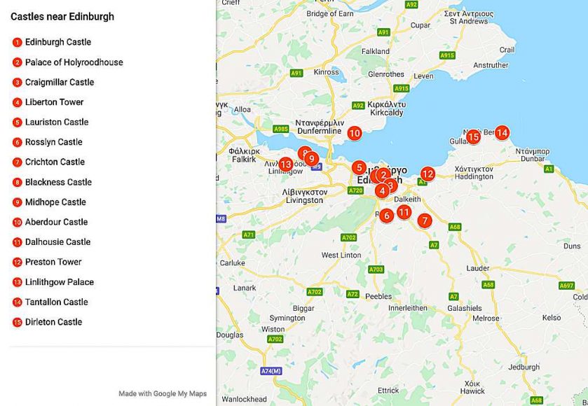 Best Castles Near Edinburgh Historic European Castles   Edinburgh Map 839x580 