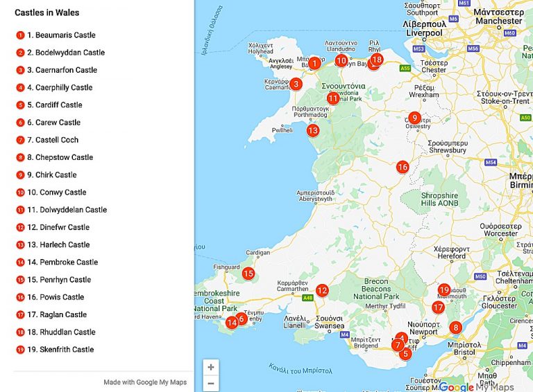 Castles In South Wales Map